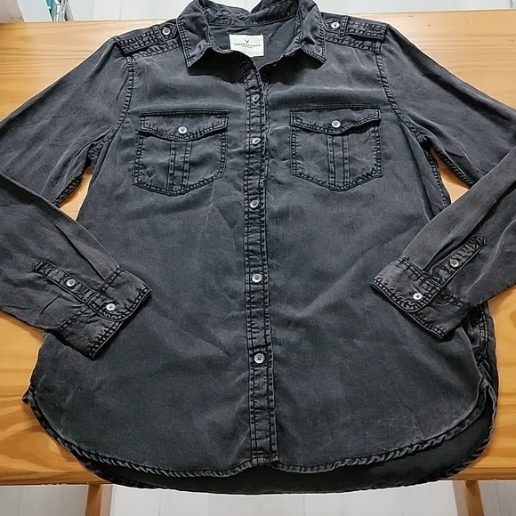 American Eagle Outfitters Black Button Down Shirt - Picture 2 of 9